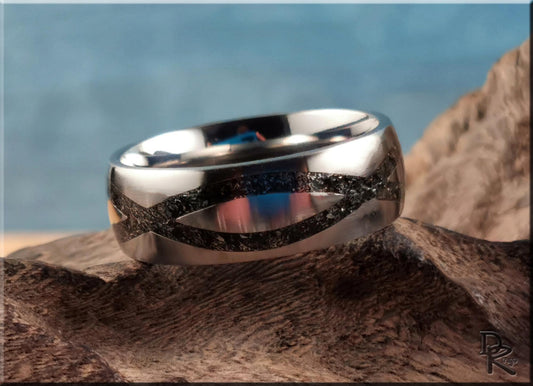 The 'Titanium Infinity' Ring w/Meteorite inlay - metal ring