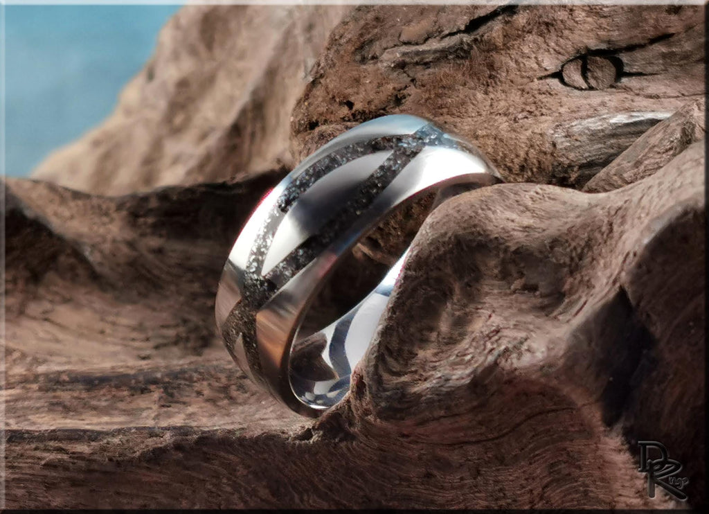 The 'Titanium Infinity' Ring w/Meteorite inlay - metal ring