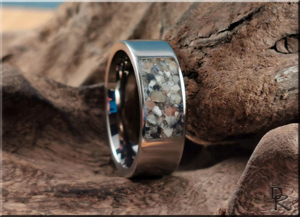 The 'Titanium Pocket' Ring w/Picture Jasper inlay - metal ring