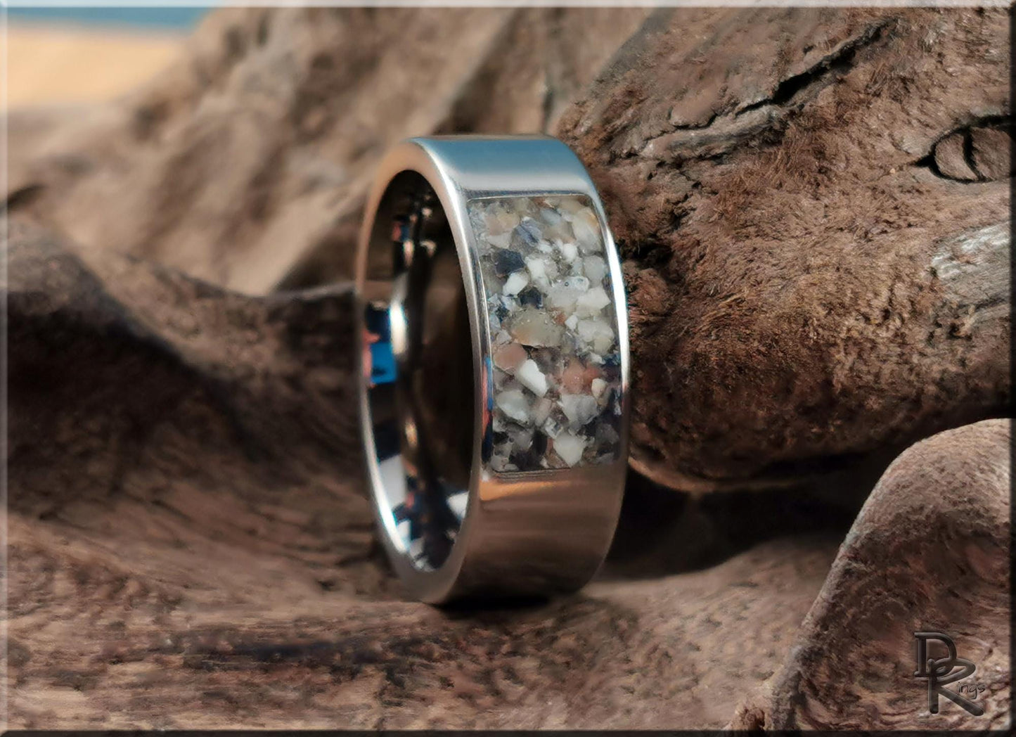 The 'Titanium Pocket' Ring w/Picture Jasper inlay - metal ring
