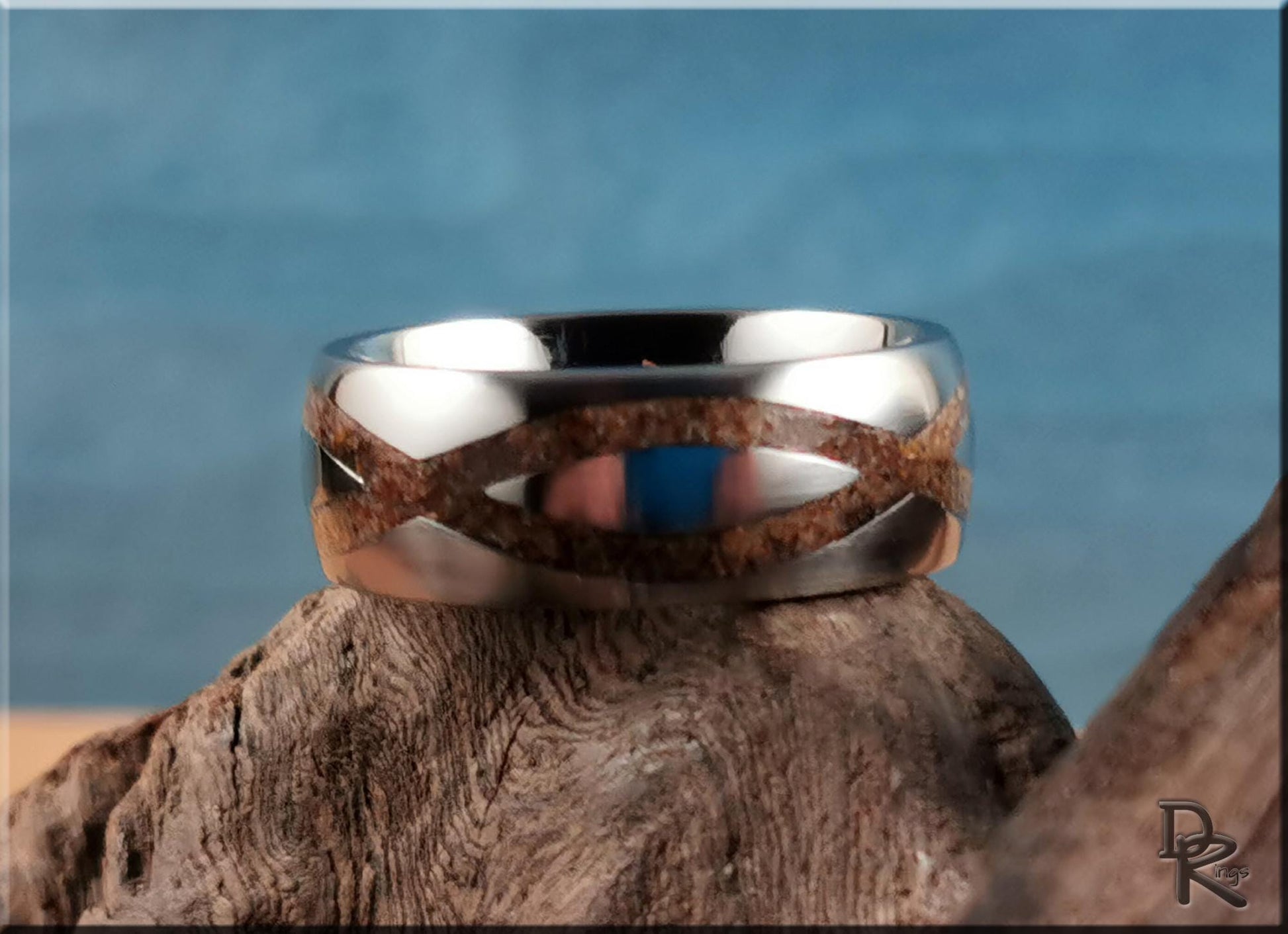The 'Sands of Time' Titanium Ring w/Exotic Sand inlay - metal ring