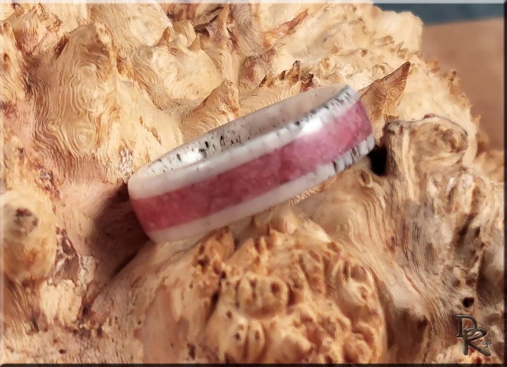 Deer Antler Channel Ring w/Norwegian Thulite inlay - antler ring