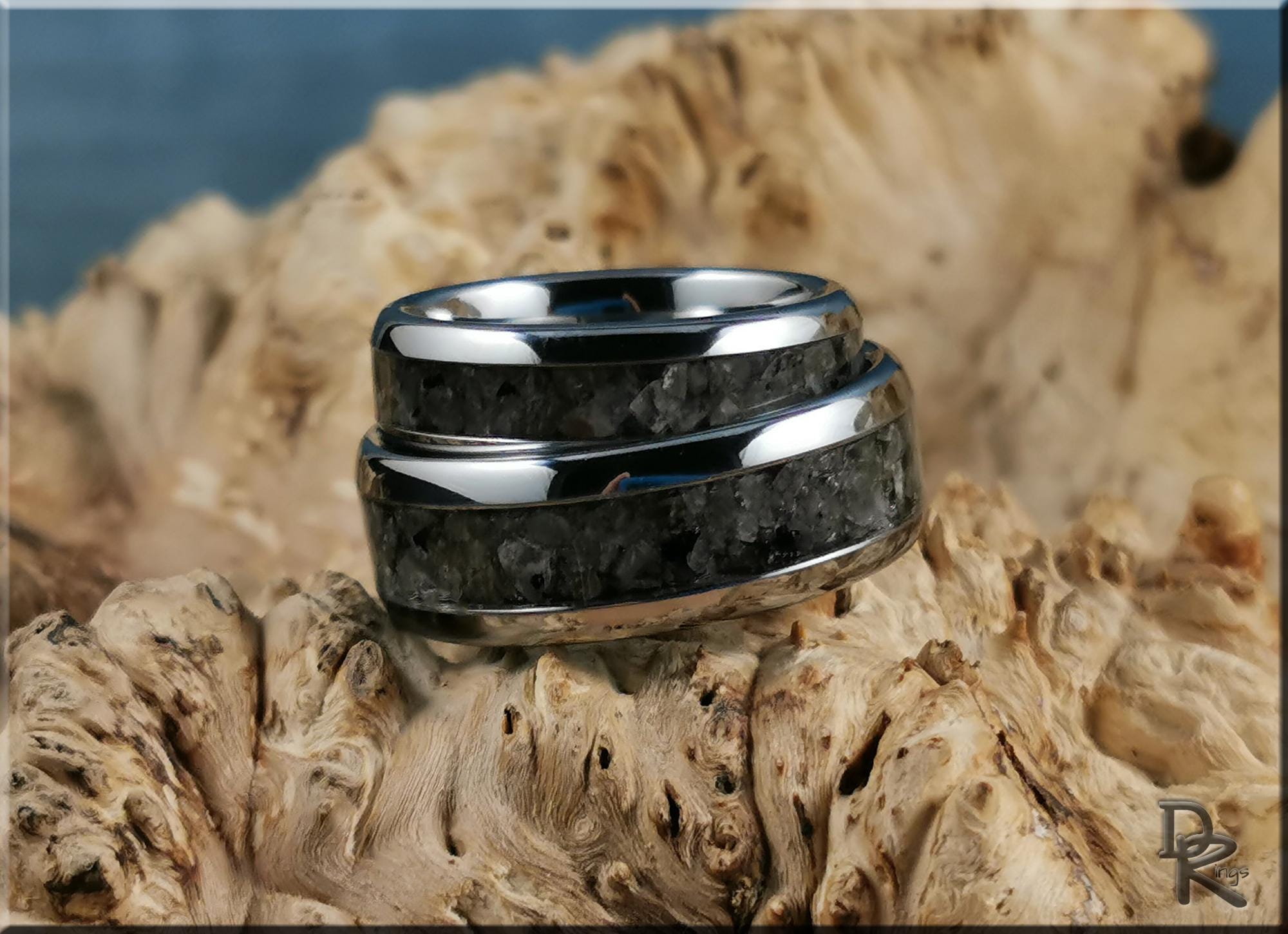 Tungsten Carbide Ring Set w/Yooperlite inlays - tungsten ring set
