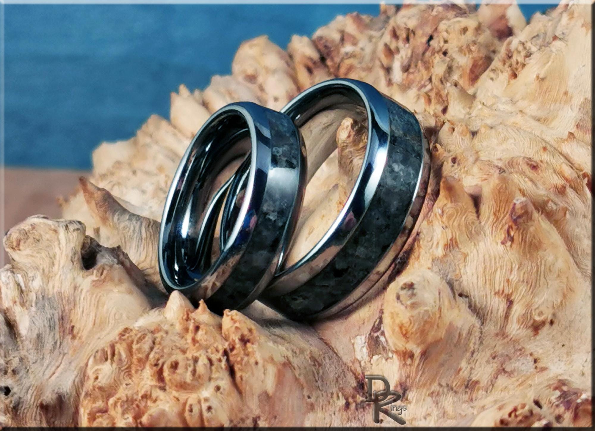 Tungsten Carbide Ring Set w/Yooperlite inlays - tungsten ring set