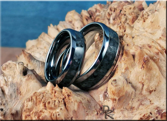 Tungsten Carbide Ring Set w/Yooperlite inlays - tungsten ring set
