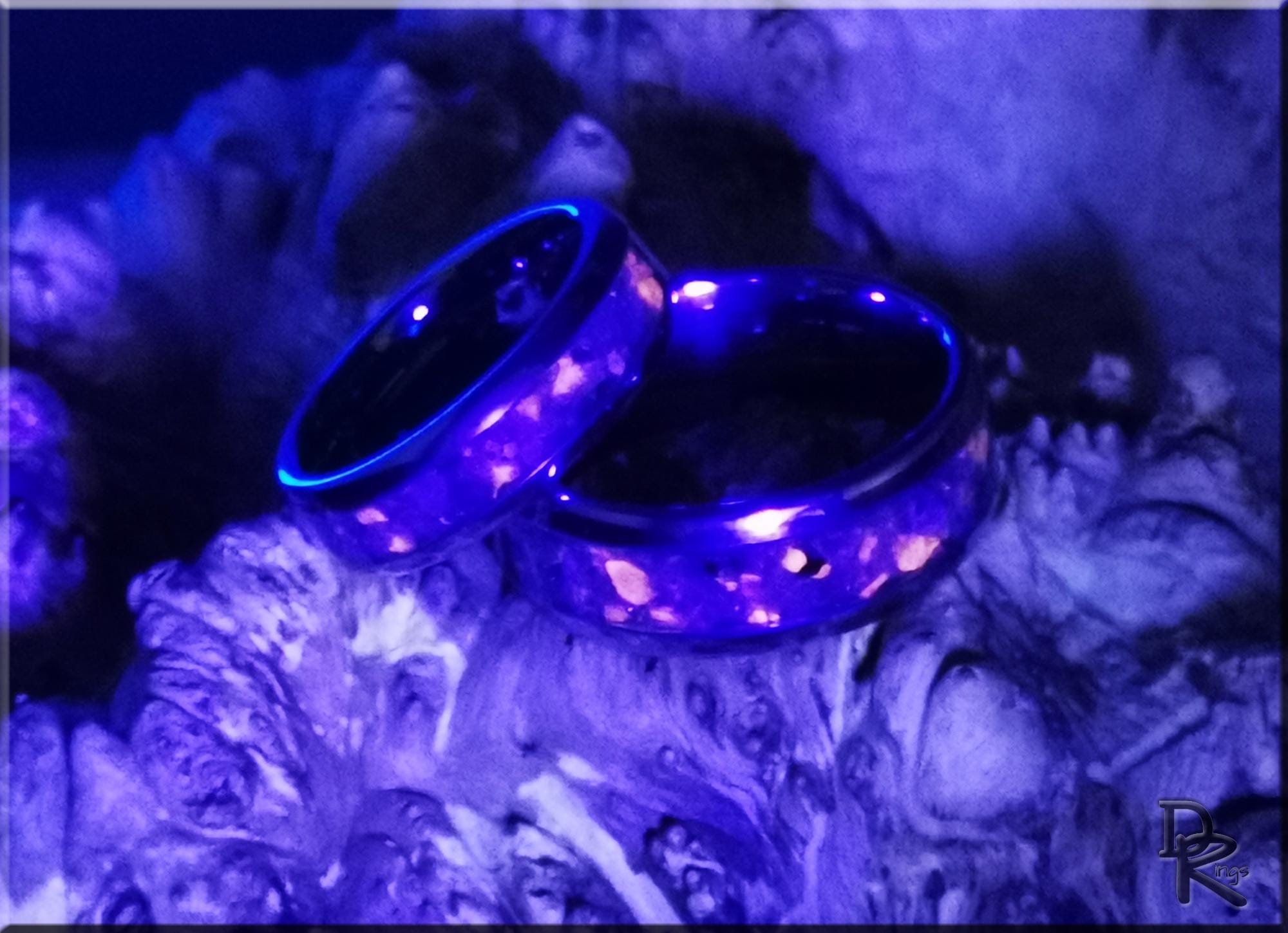 Tungsten Carbide Ring Set w/Yooperlite inlays - tungsten ring set