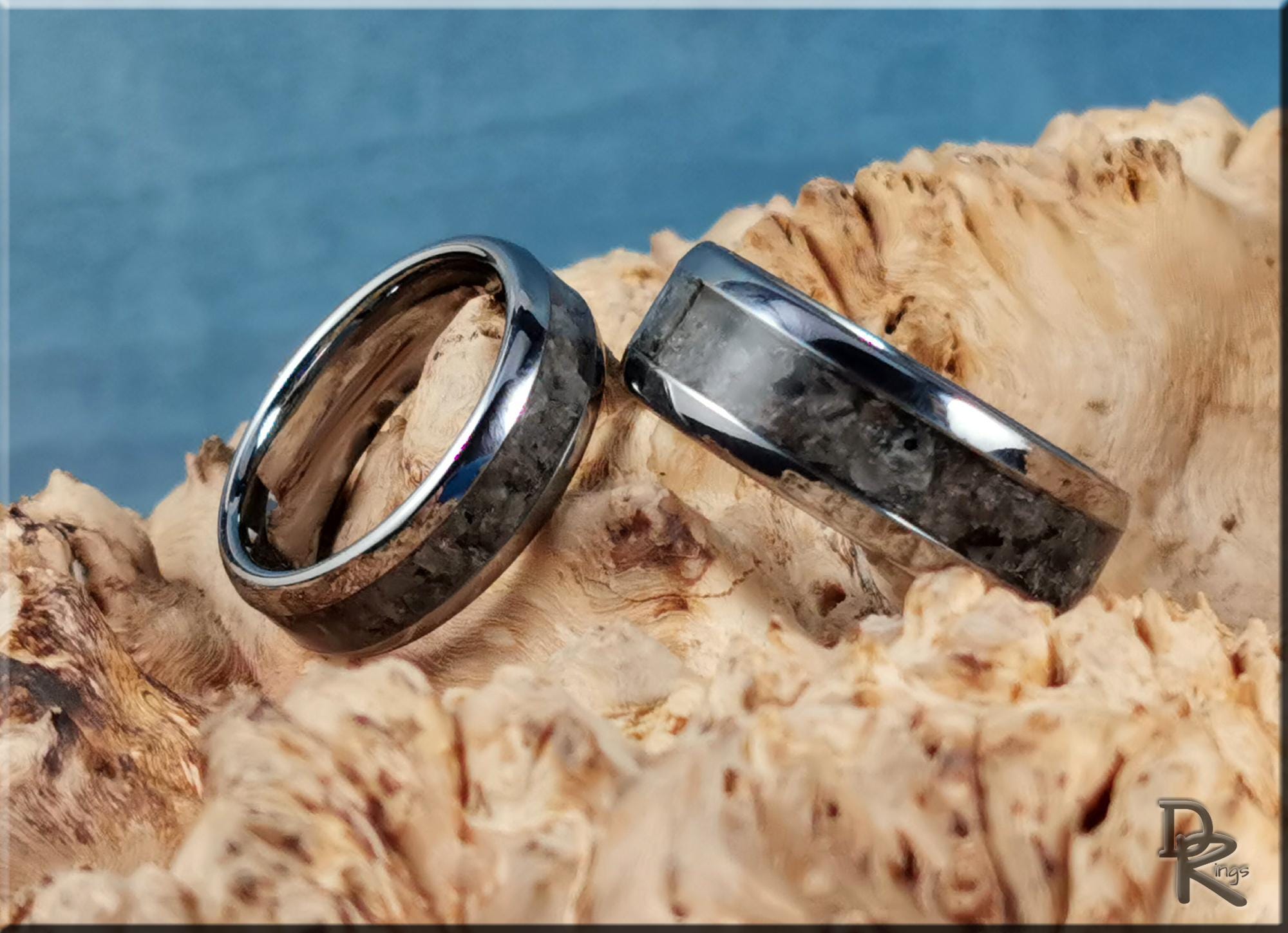 Tungsten Carbide Ring Set w/Yooperlite inlays - tungsten ring set