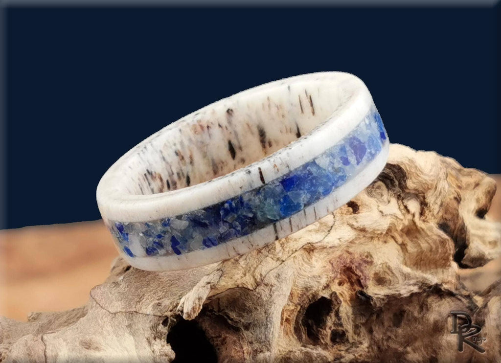 Deer Antler Ring with Afghanite inlay