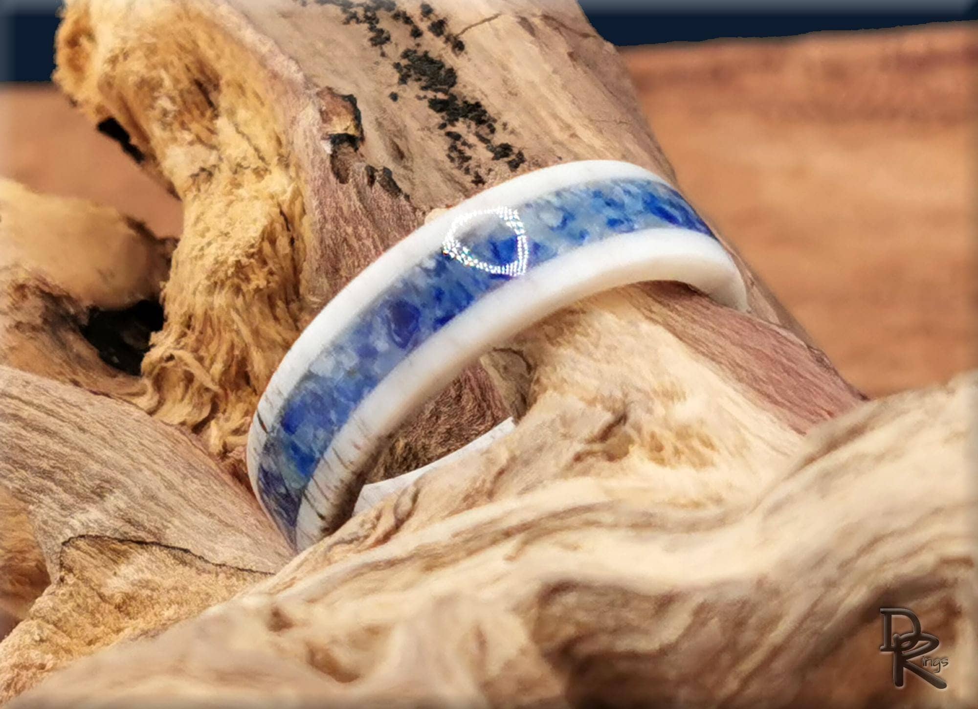 Deer Antler Ring with Afghanite inlay