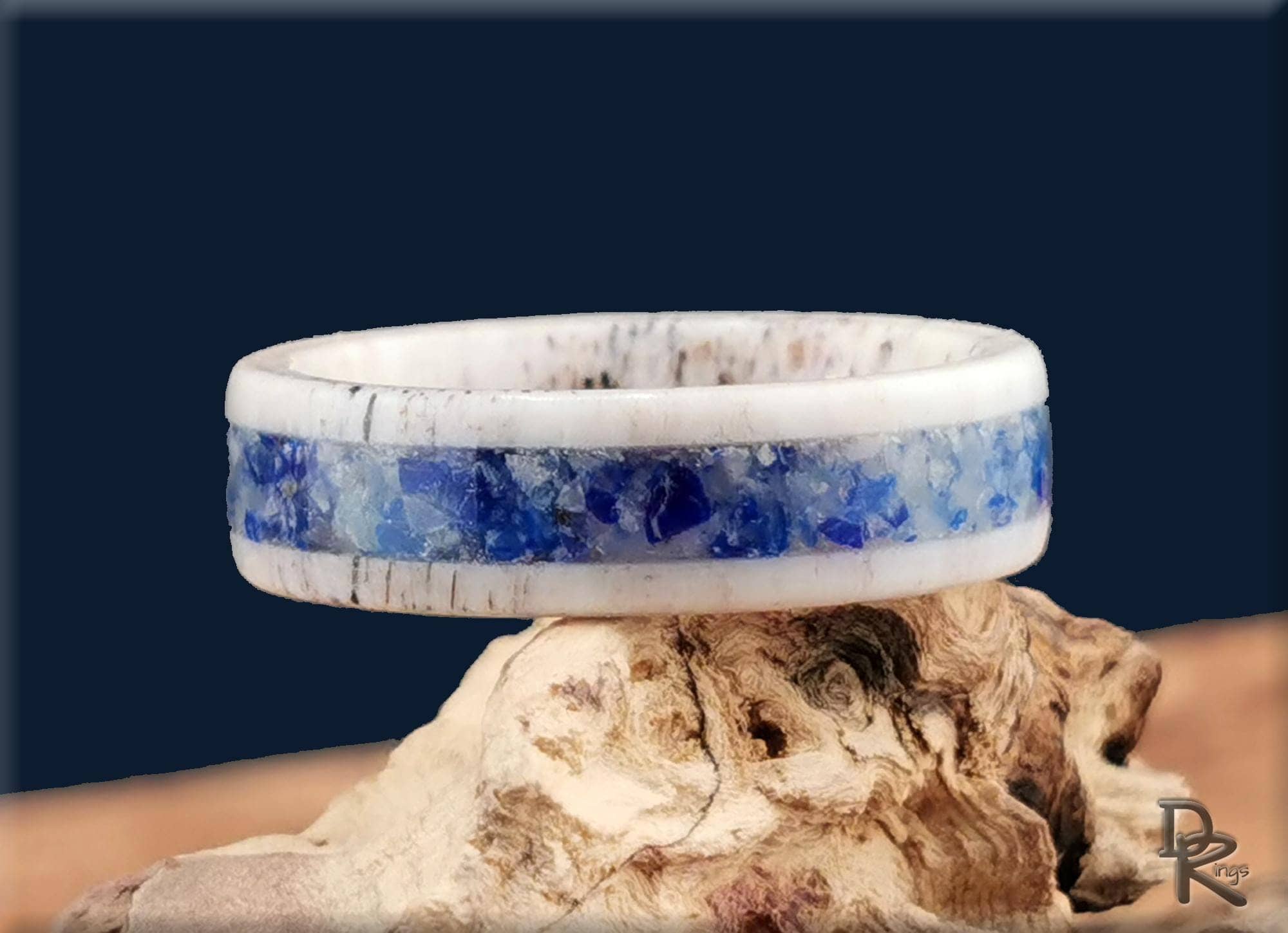 Deer Antler Ring with Afghanite inlay