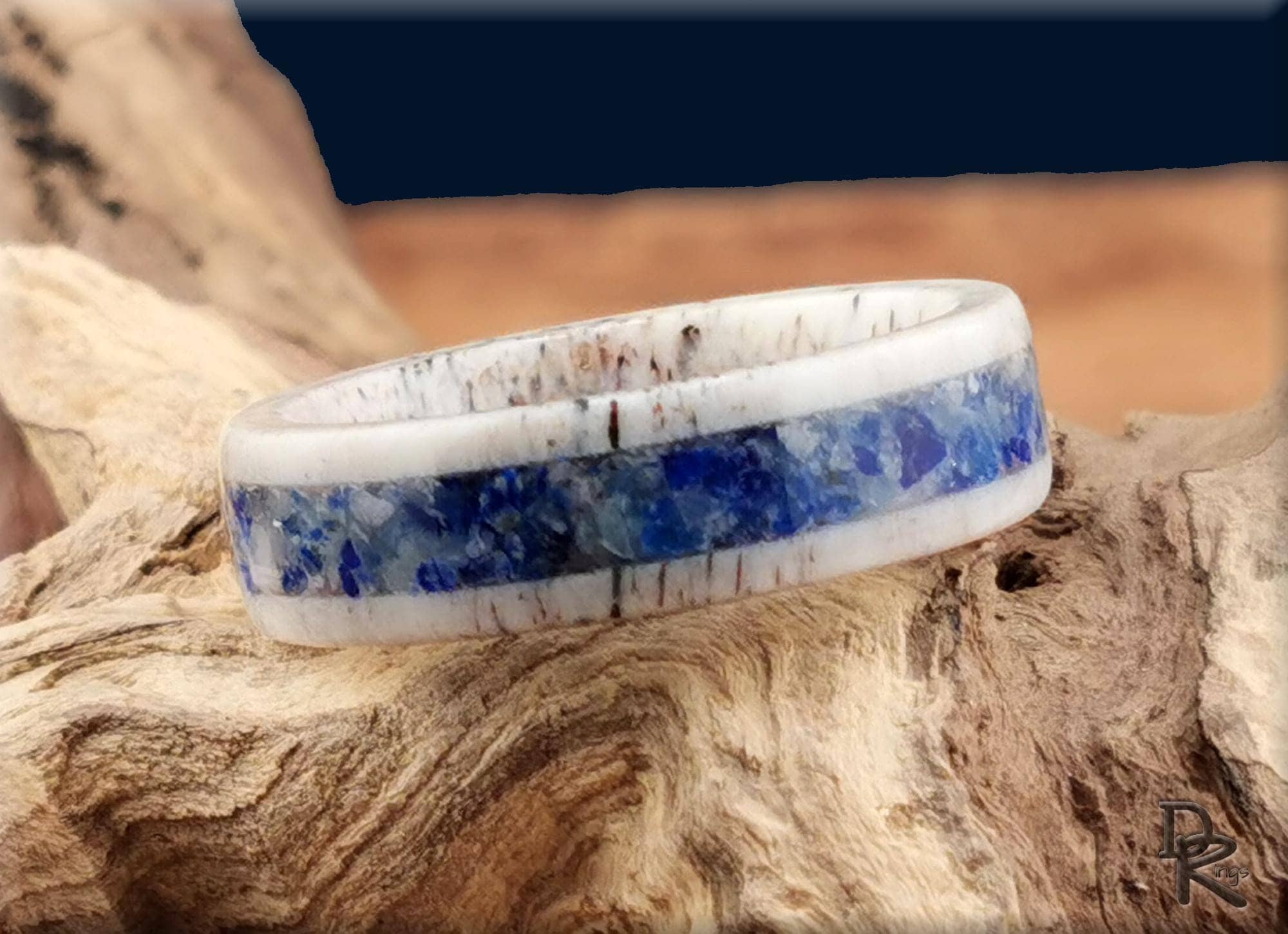Deer Antler Ring with Afghanite inlay