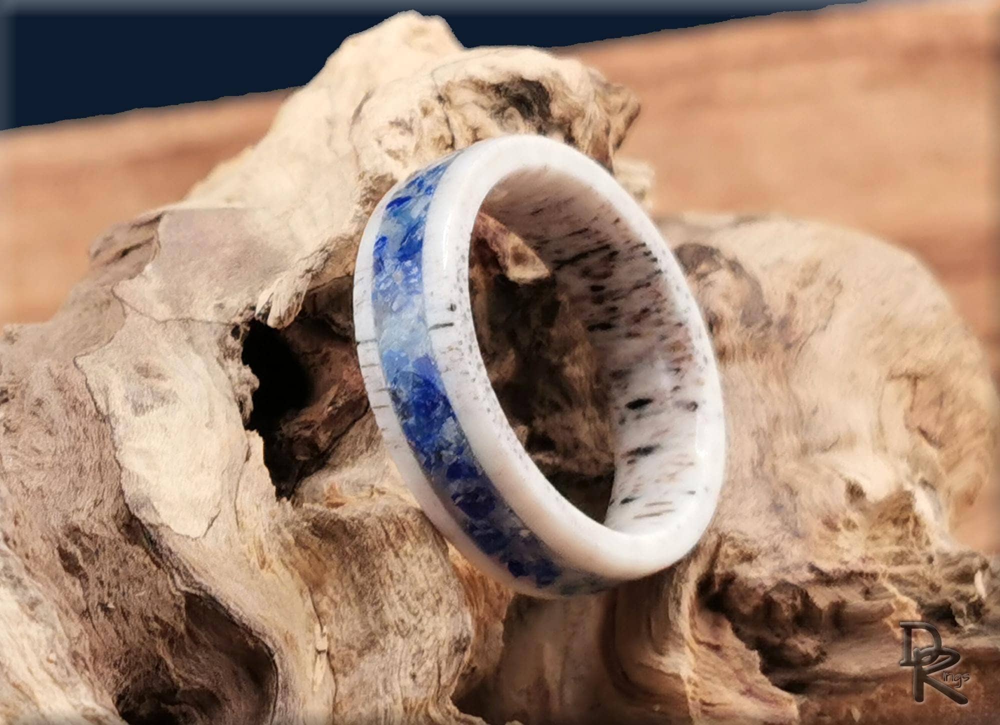 Deer Antler Ring with Afghanite inlay