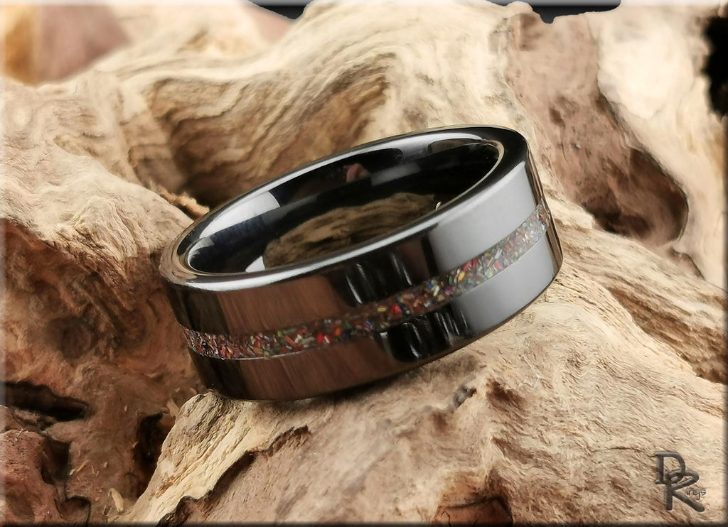 Black Ceramic Ring with Vintage Cadilite Inlay