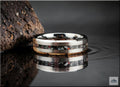 Tungsten Carbide Ring with Narrow Vintage Fordite Inlay