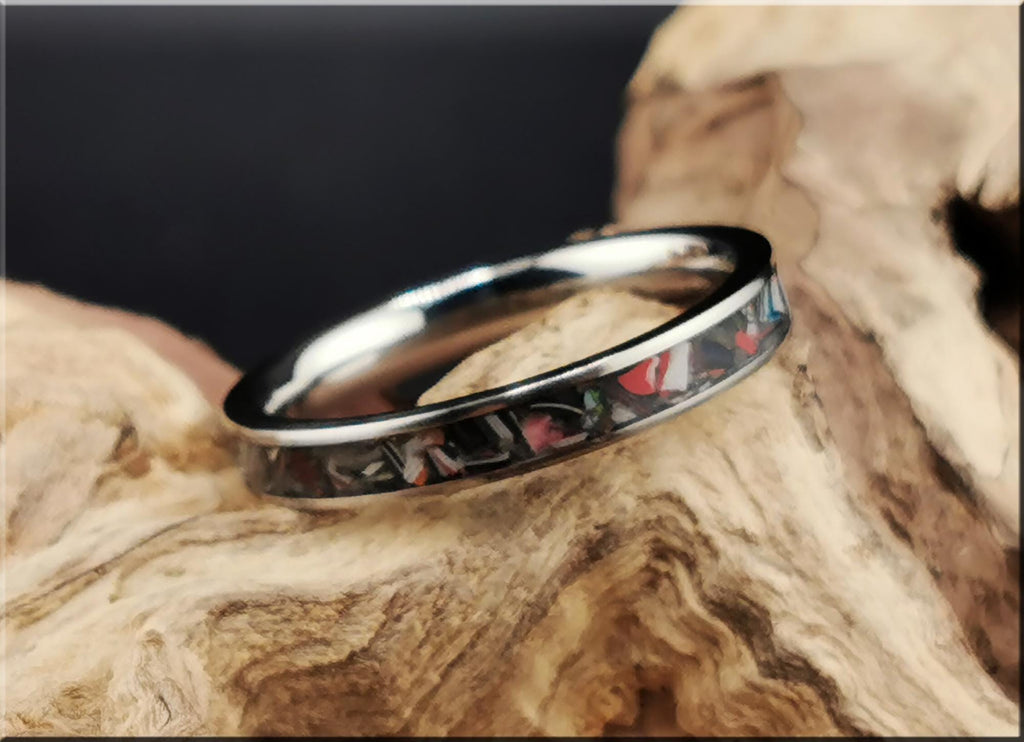 Titanium Ring with Vintage Fordite inlay