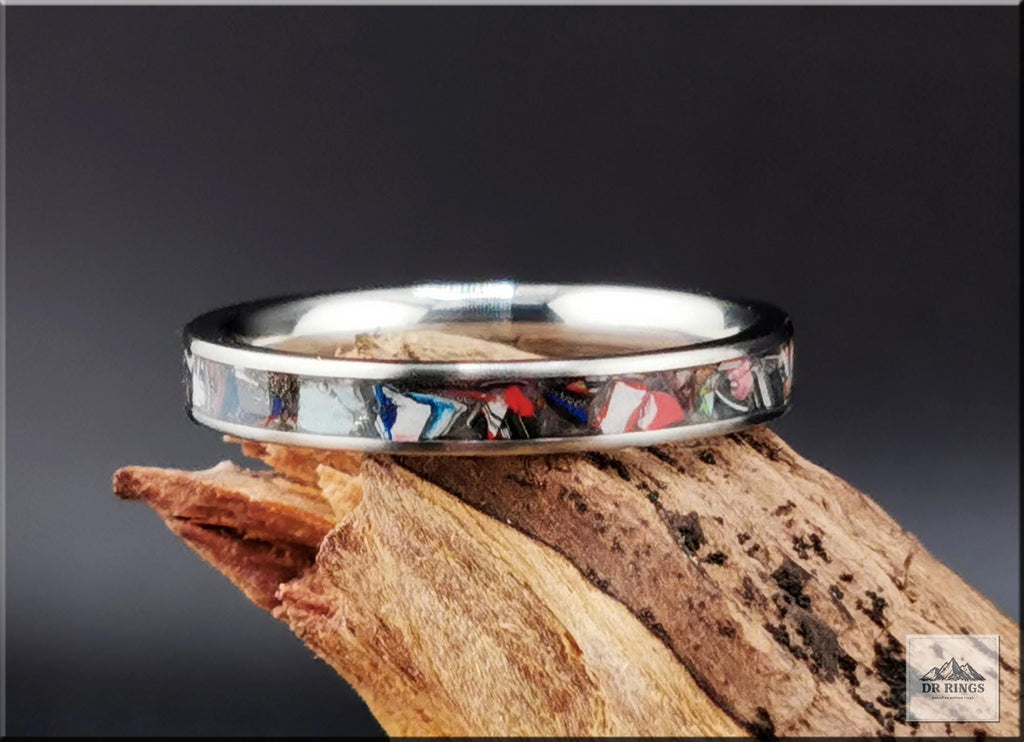 Titanium Ring with Vintage Fordite inlay