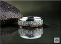 Tungsten Carbide Ring with Fordite (Garbage truck) inlay, domed edge