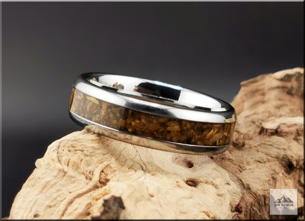 Tungsten Carbide Ring with Tiger's Eye inlay