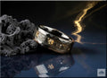 Hammered Black Ceramic Ring with Labradorite and Black Australian Opal inlay