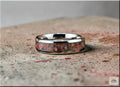 Tungsten Carbide Ring with Orange Dahlia Turquoise inlay, domed edge