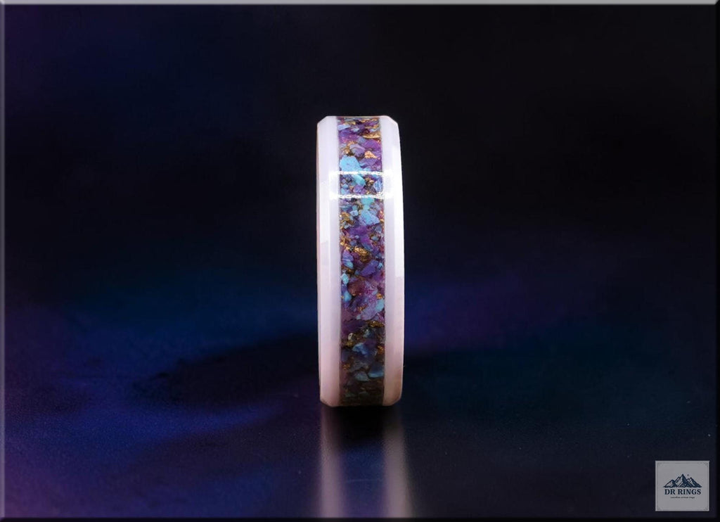 Lavender Ceramic Ring with Kingman Spotted Mohave Turquoise inlay