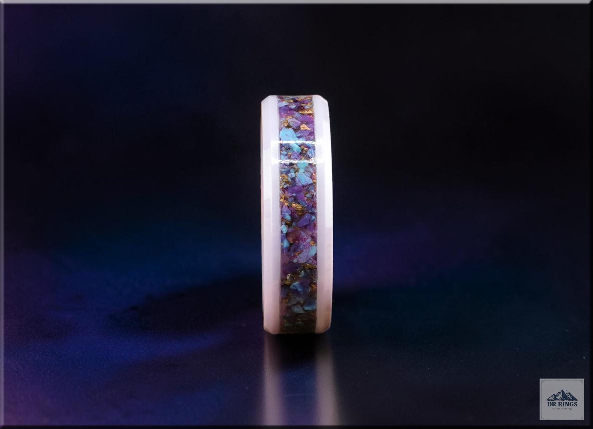 Lavender Ceramic Ring with Kingman Spotted Mohave Turquoise inlay