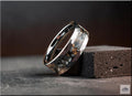 Hammered Tungsten Carbide Ring with White Buffalo Turquoise and Bronze inlay