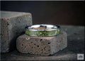 Titanium Ring with Genuine Sphagnum Moss inlay