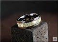 Hammered Black Ceramic Ring with Irish Connemara Marble