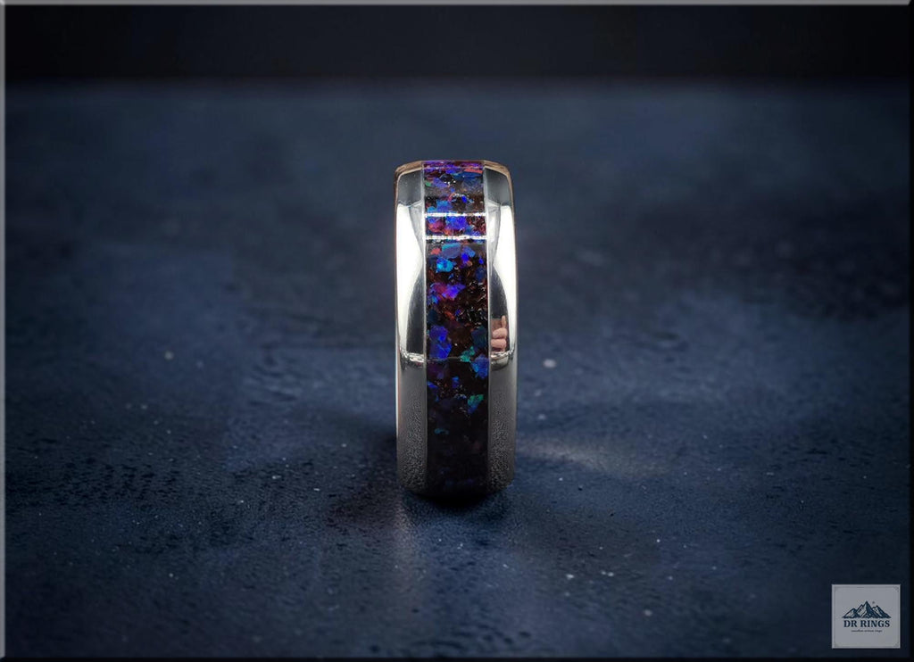 Deep Space Two Tungsten Carbide Ring with Multi-Opal Inlay