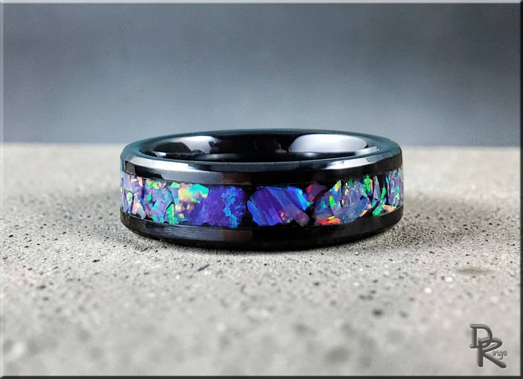 DR Rings black band ring with colorful inlay for oura ring 4 ceramic style