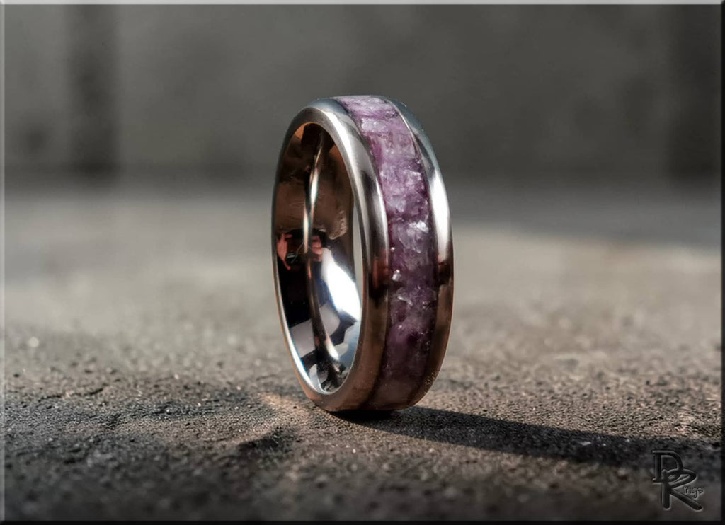 Titanium Ring with Purple Mica Inlay