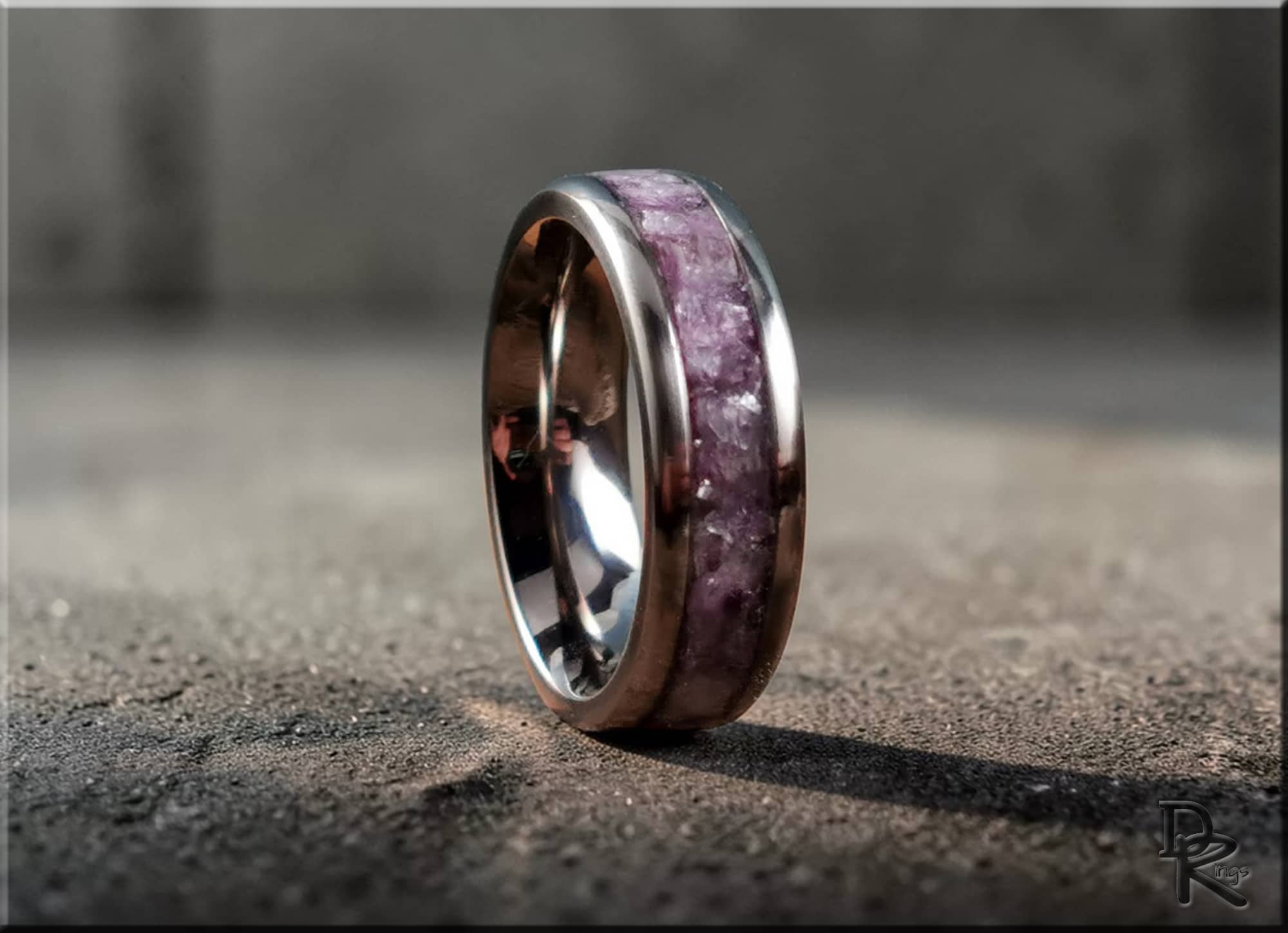 Titanium Ring with Purple Mica Inlay