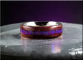DR Rings purpleheart wood ring with opal inlay showcasing vibrant blue and purple colors