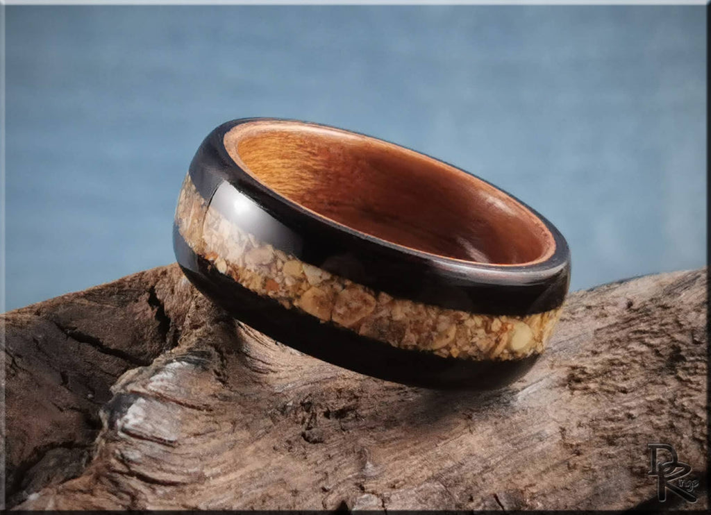 DR Rings wooden and resin band ring showcasing how to get rid of water ring on wood effects