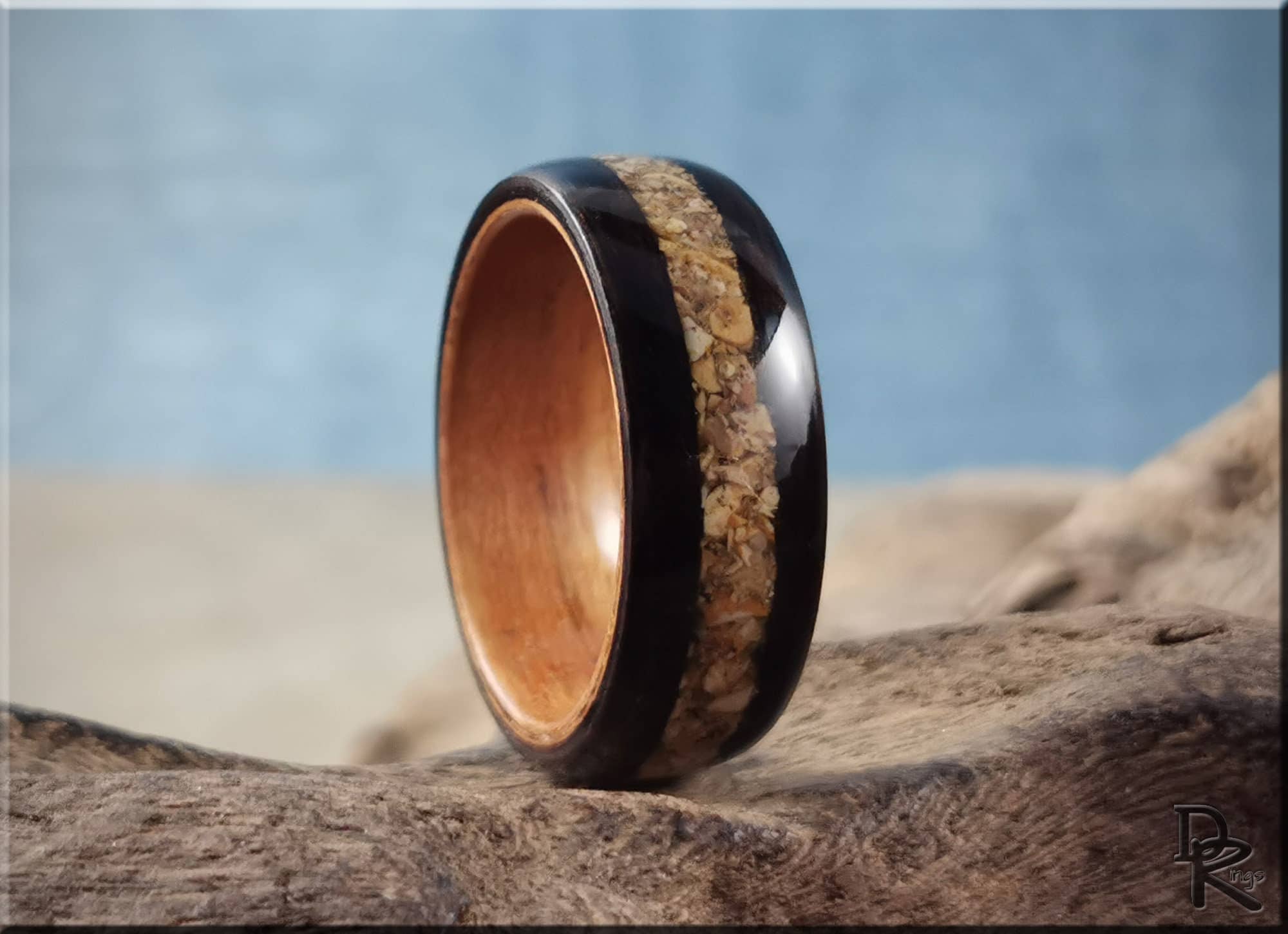 DR Rings wooden ring with natural inlay detail, perfect for those searching how to get rid of water ring on wood