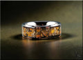 DR Rings tungsten ring with jasper inlay featuring a polished silver band and multicolor stone accents