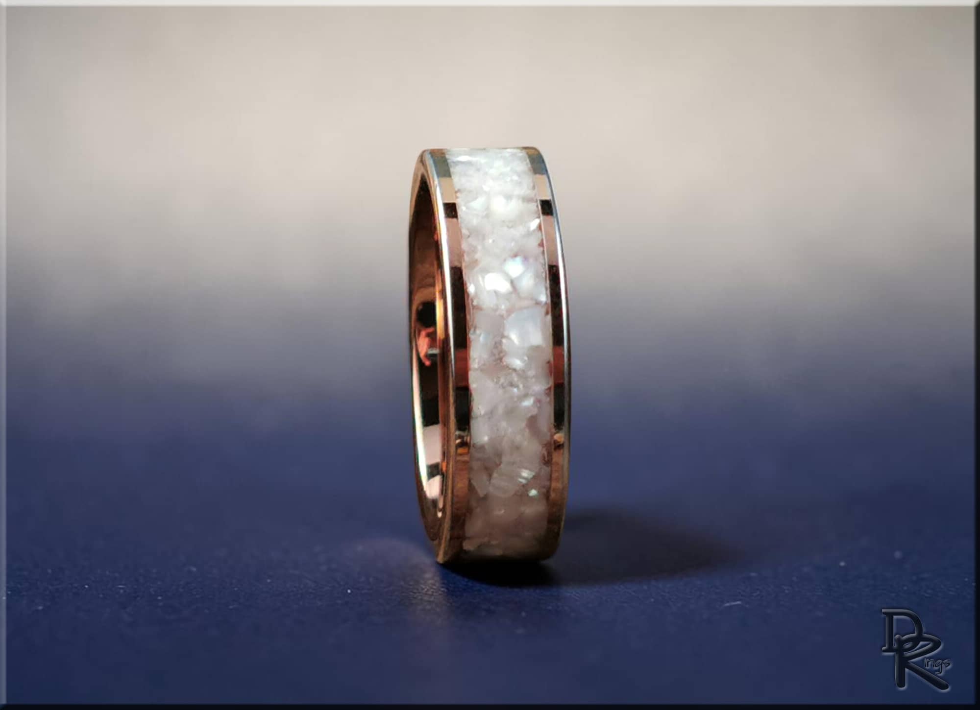 Rose Gold Tungsten Carbide Ring with Freshwater Pearl inlay