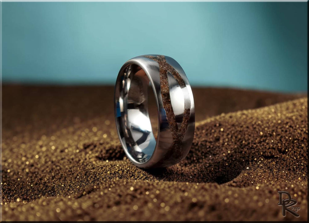 Titanium Ring with Sand Inlay, 'Sands of Time'