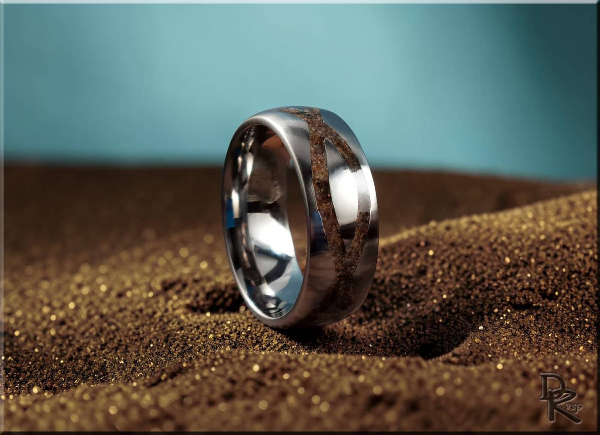 Titanium Ring with Sand Inlay, 'Sands of Time'