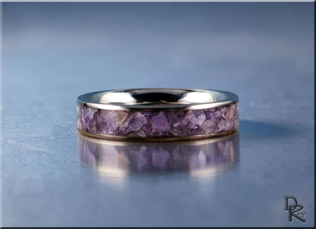 Titanium Ring with Charoite Inlay