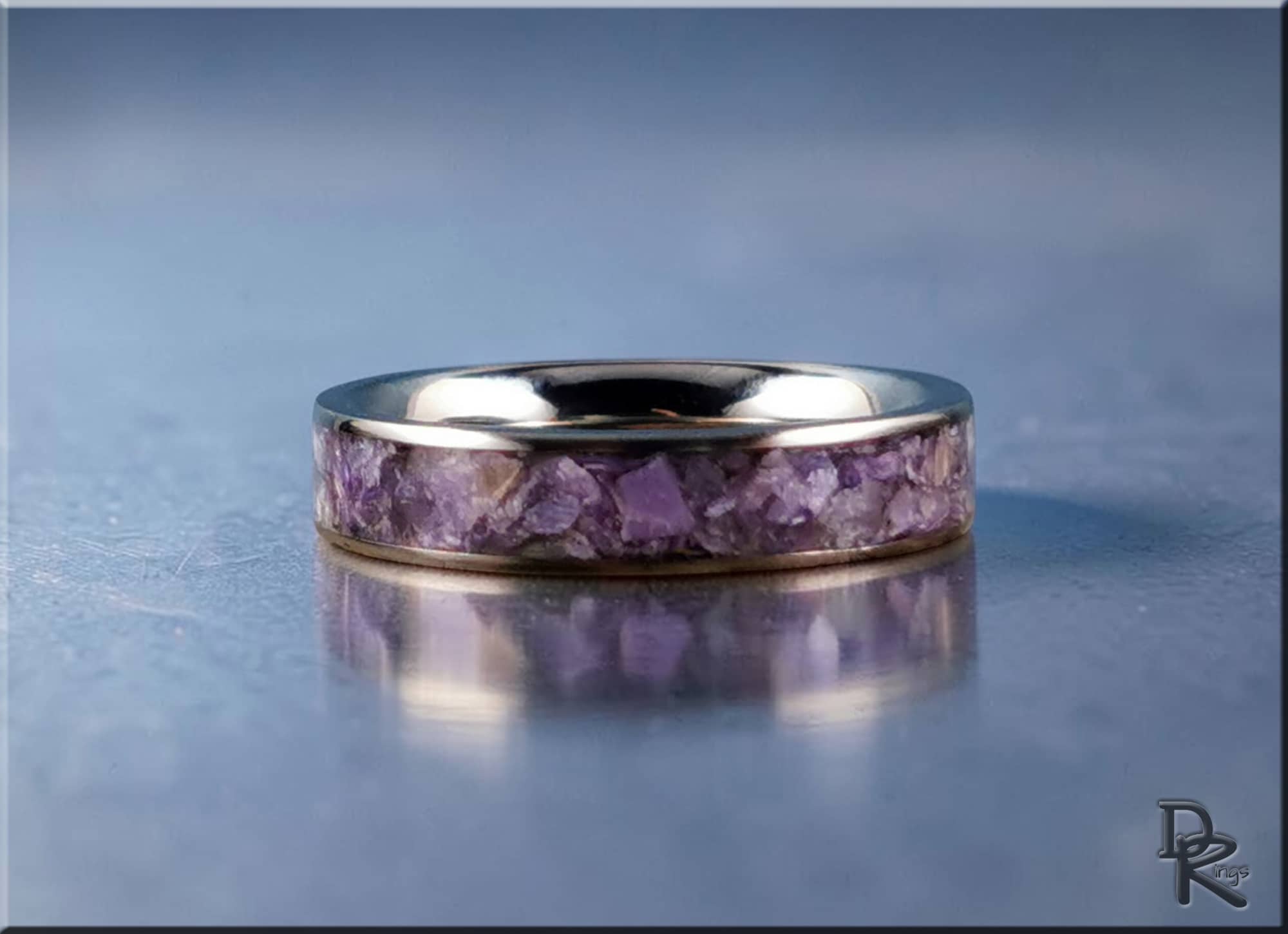 Titanium Ring with Charoite Inlay