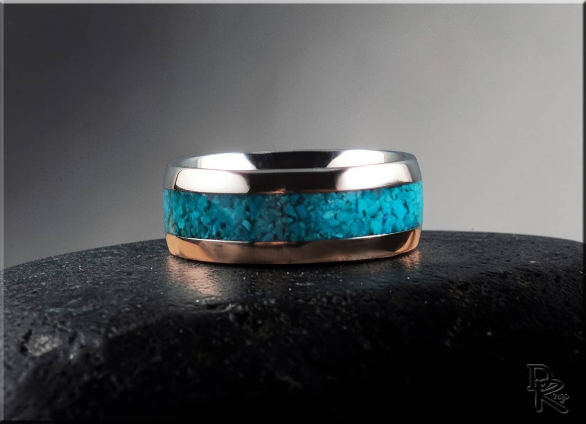 Titanium Ring with Chilean Chrysocolla Inlay