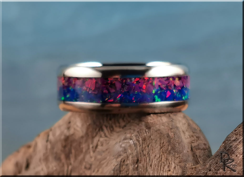 Titanium Ring with Opal Inlay
