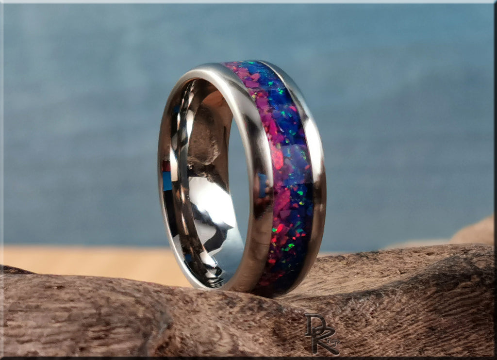 Titanium Ring with Opal Inlay
