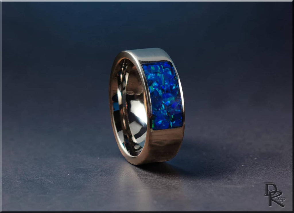 Titanium Ring with Opal inlay, 'Opal Window'