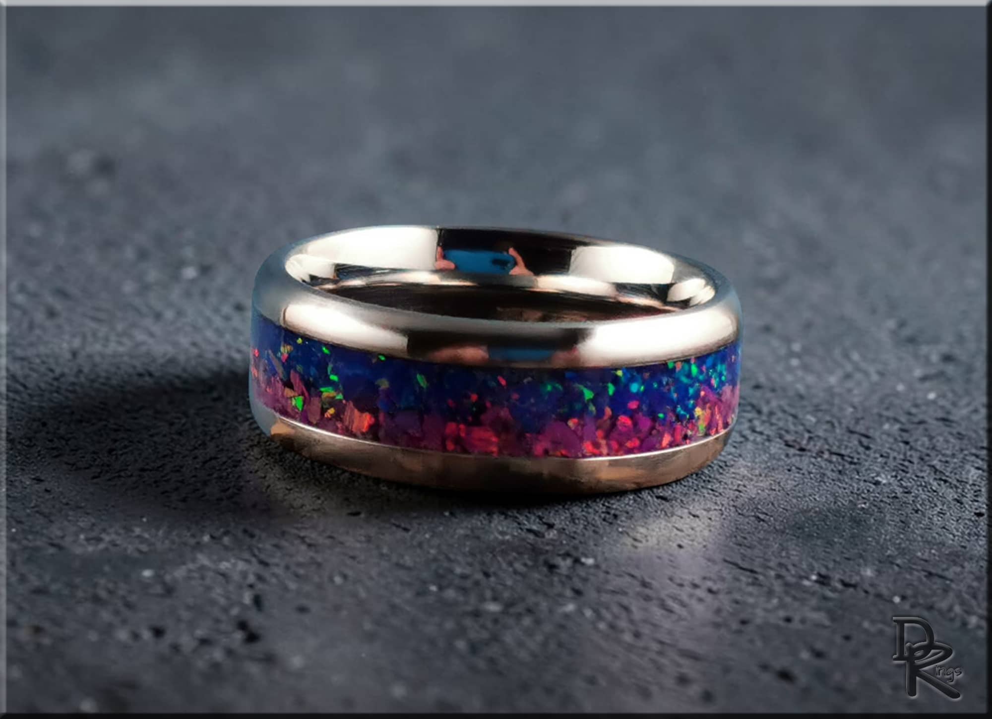 Titanium Ring with Opal Inlay
