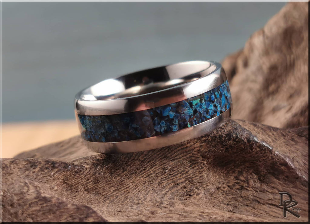 Titanium Ring with Shattuckite Inlay