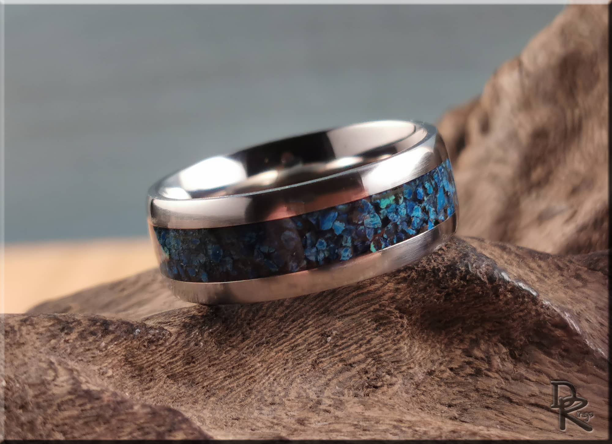 Titanium Ring with Shattuckite Inlay