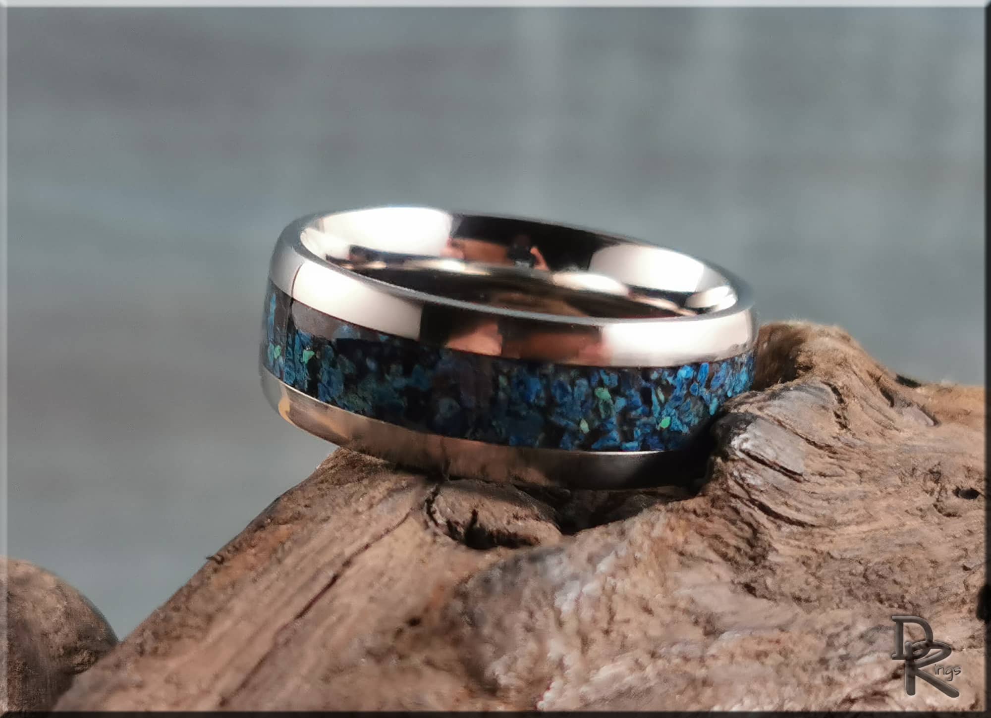 Titanium Ring with Shattuckite Inlay
